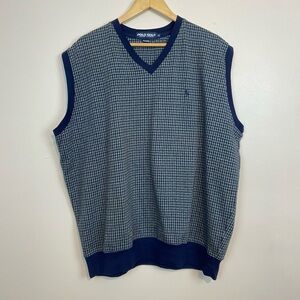 Vintage Polo Golf Ralph Lauren Houndstooth Sweater Vest – Navy & Green – XL